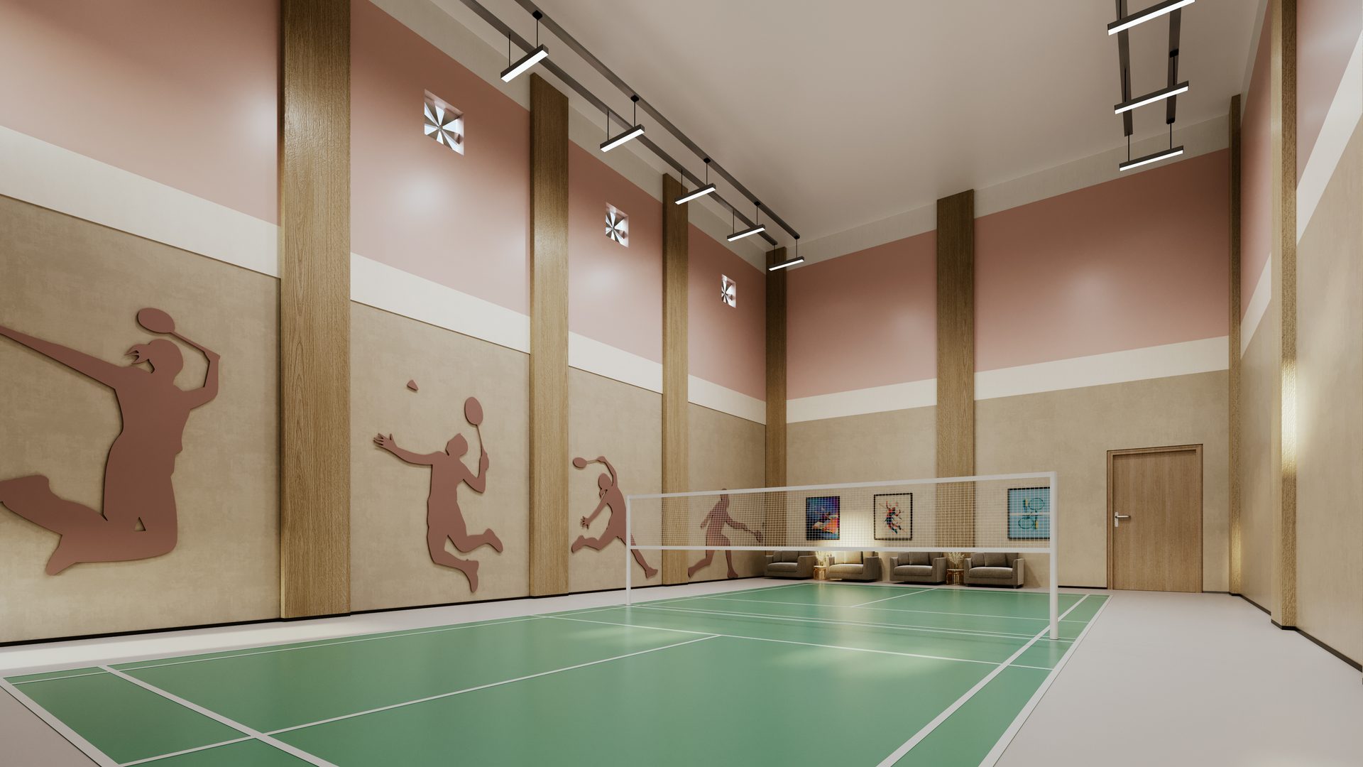 2 Double Height Badminton Courts