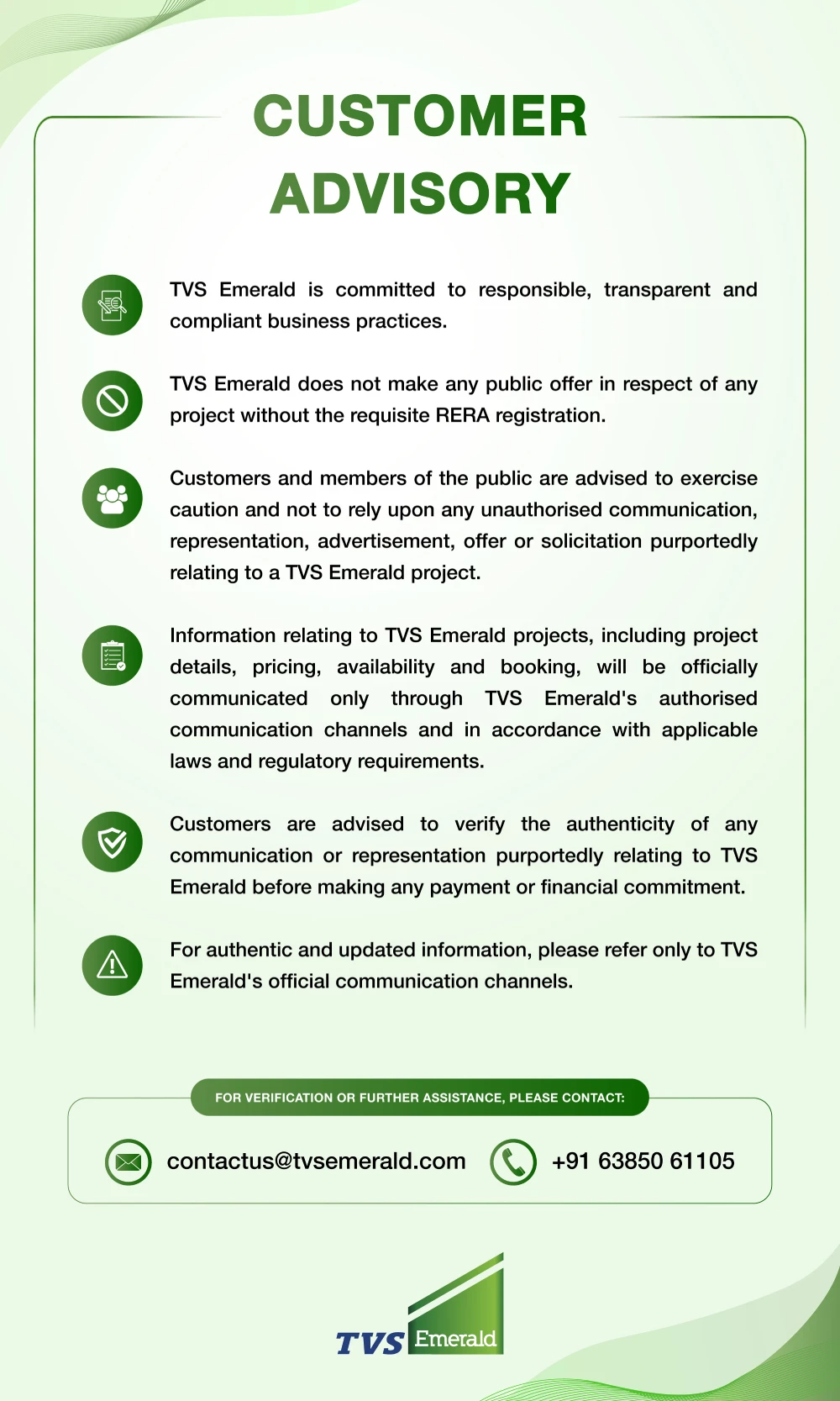 Customer Advisory